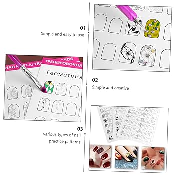 Amazon.co.jp: Healeved シーツ枚美甲練習帳 ネイルアート